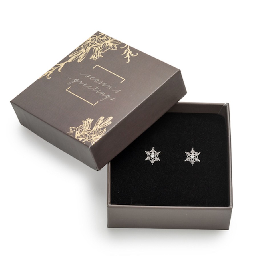 Accessories Penningtons | Holiday Gift Box With Clear Crystal Ornate Snowflake Stud Earrings - Callura - Penningtons