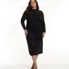 Clothing Penningtons | Black Bodycon Knit Lace Midi Dress - Addition Elle