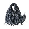 Accessories Penningtons | Navy Mini Flower Scarf With Tassels - Don'T Ask - Penningtons