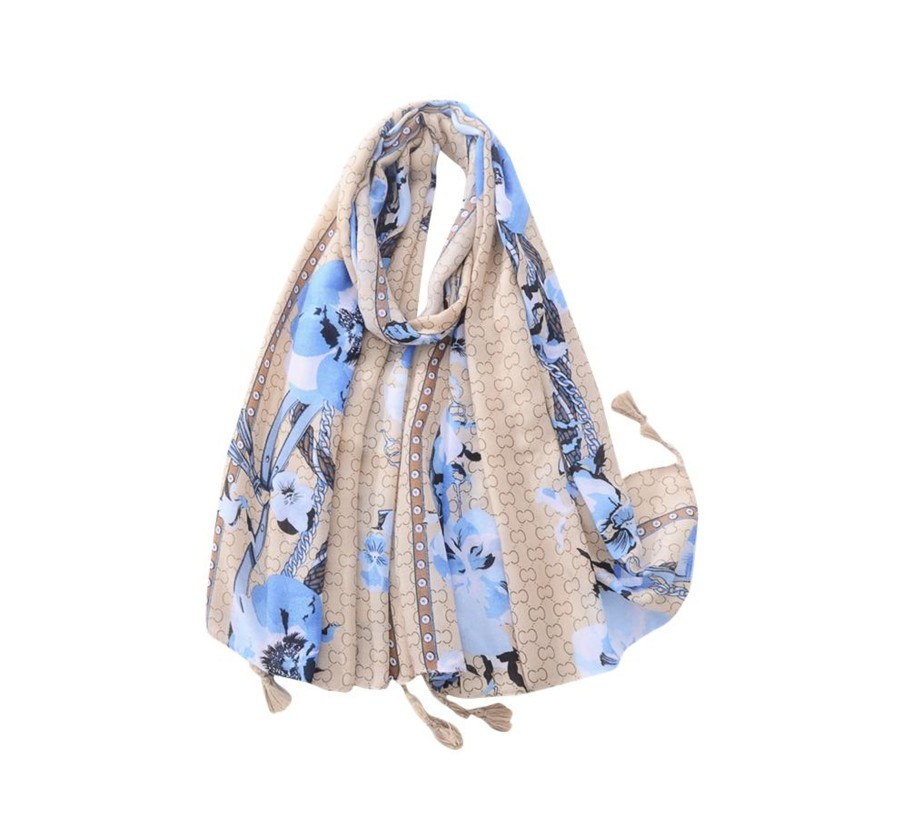 Accessories Penningtons | Blue And Brown Anemone Scarf - Don'T Ask - Penningtons