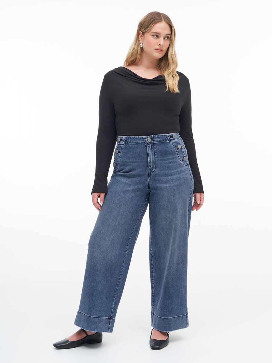 Addition Elle Penningtons Bottoms | Responsible, High-Waisted Ultra Wide-Leg Sailor Jeans - Addition Elle