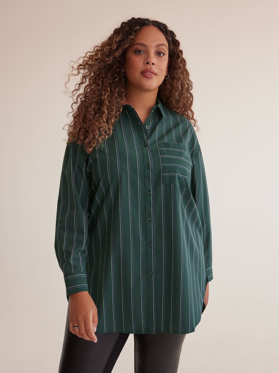 Clothing Penningtons | Striped Buttoned Down Shirt With High-Low Hem