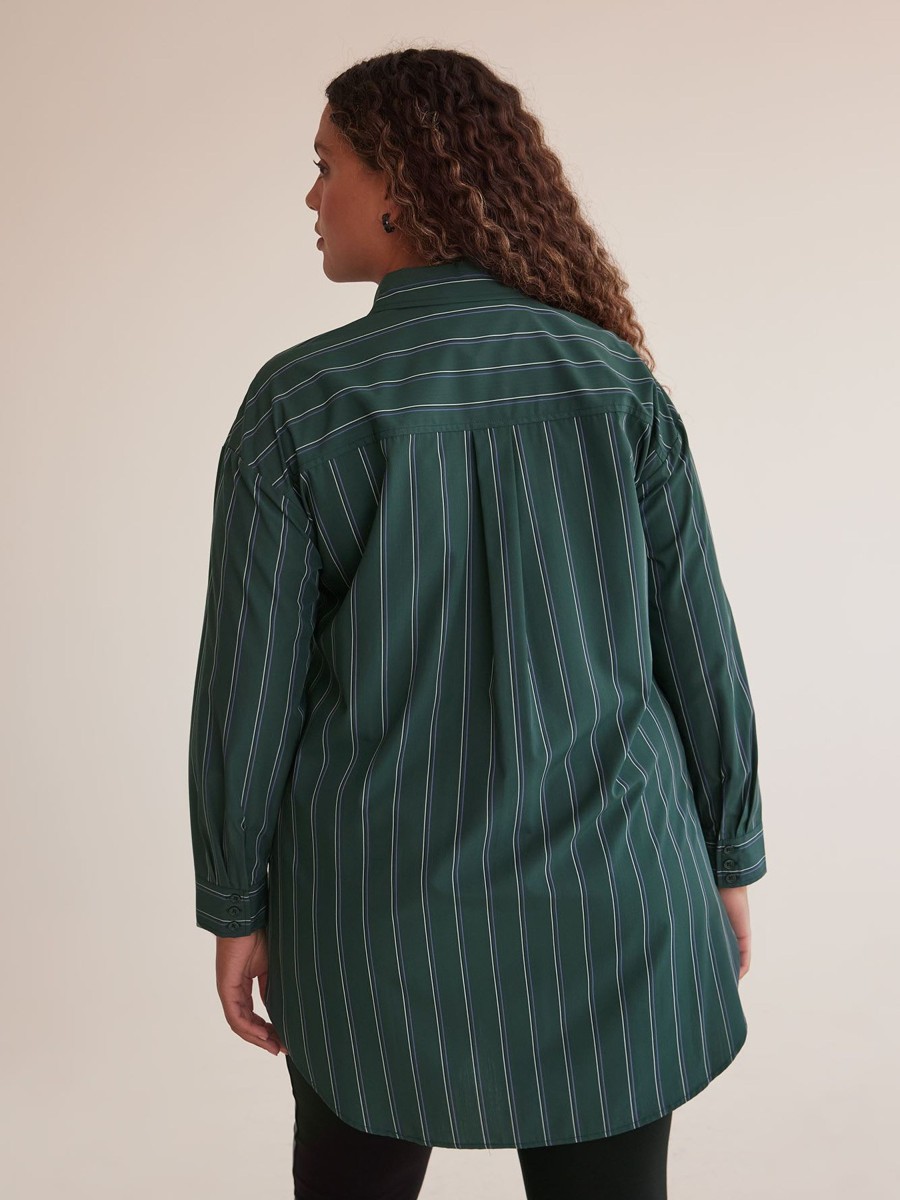 Clothing Penningtons | Striped Buttoned Down Shirt With High-Low Hem