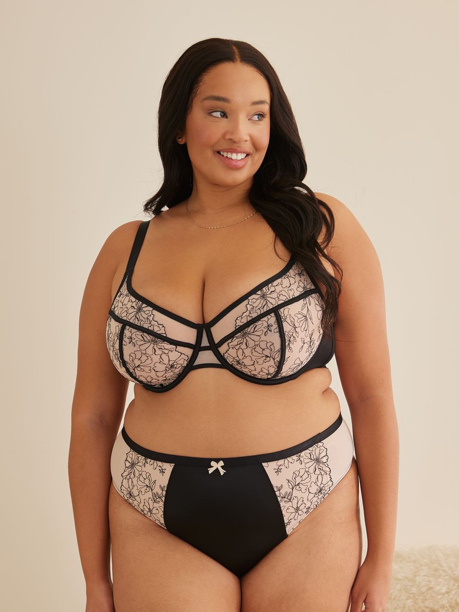 Addition Elle Penningtons | Underwire Unlined Bra With Embroidery - D Esse Collection