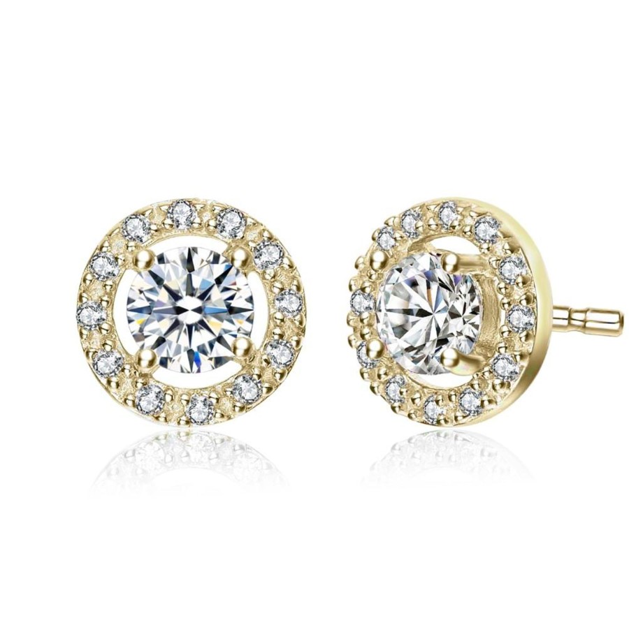 Accessories Penningtons | Elegant Halo Stud Earrings With Colored Round Cubic Zirconia - Penningtons