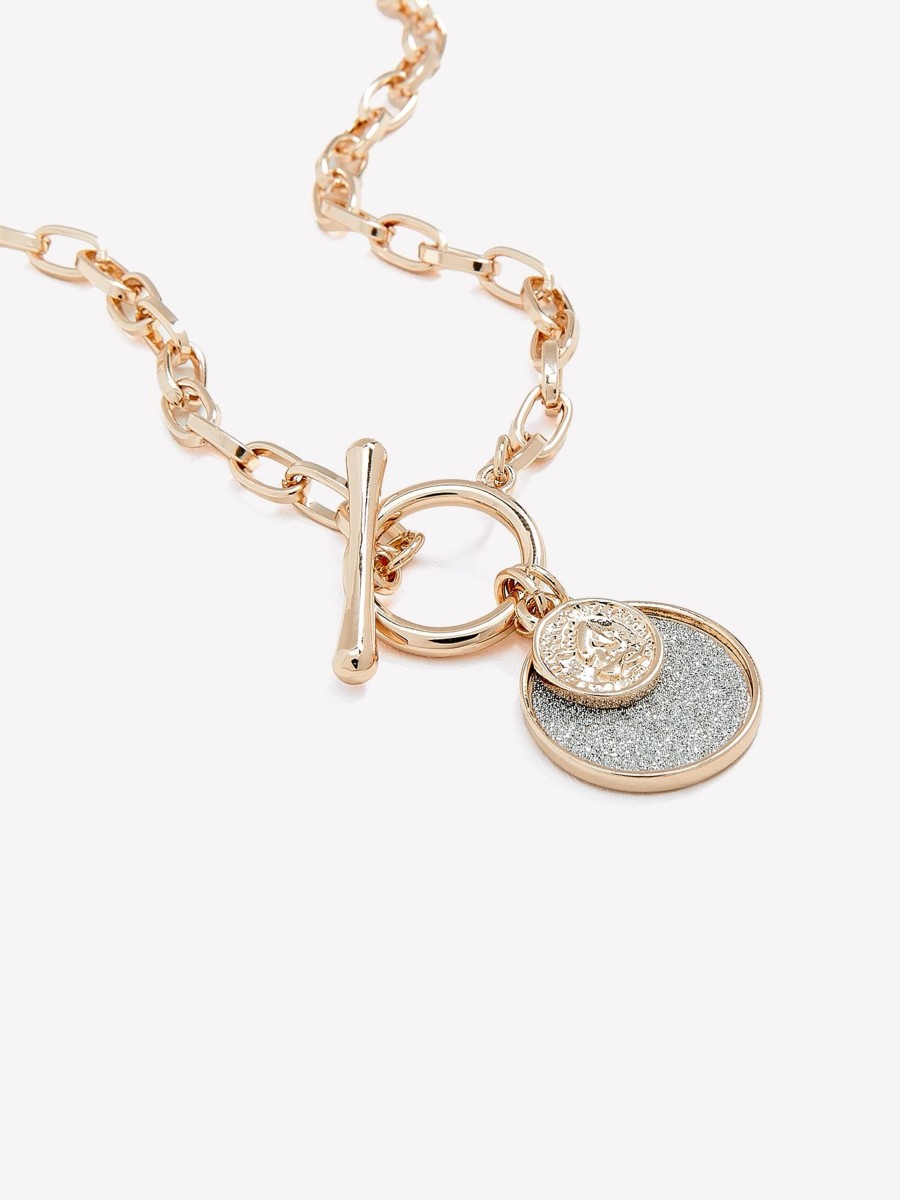 Accessories Penningtons | T-Bar Short Necklace With Paper Glitter Pendant