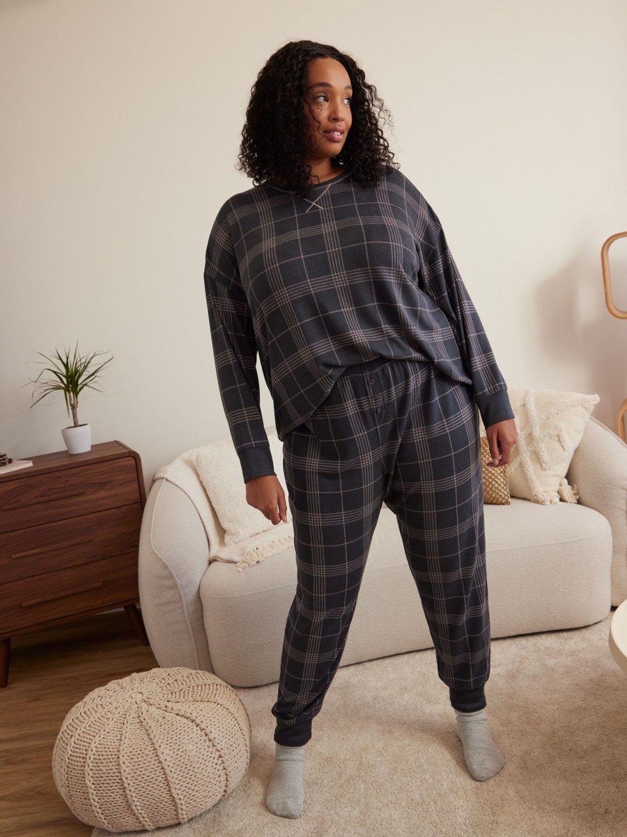 Lingerie Penningtons | Plaid Knit Jogger Pyjama Pant - Ti Voglio