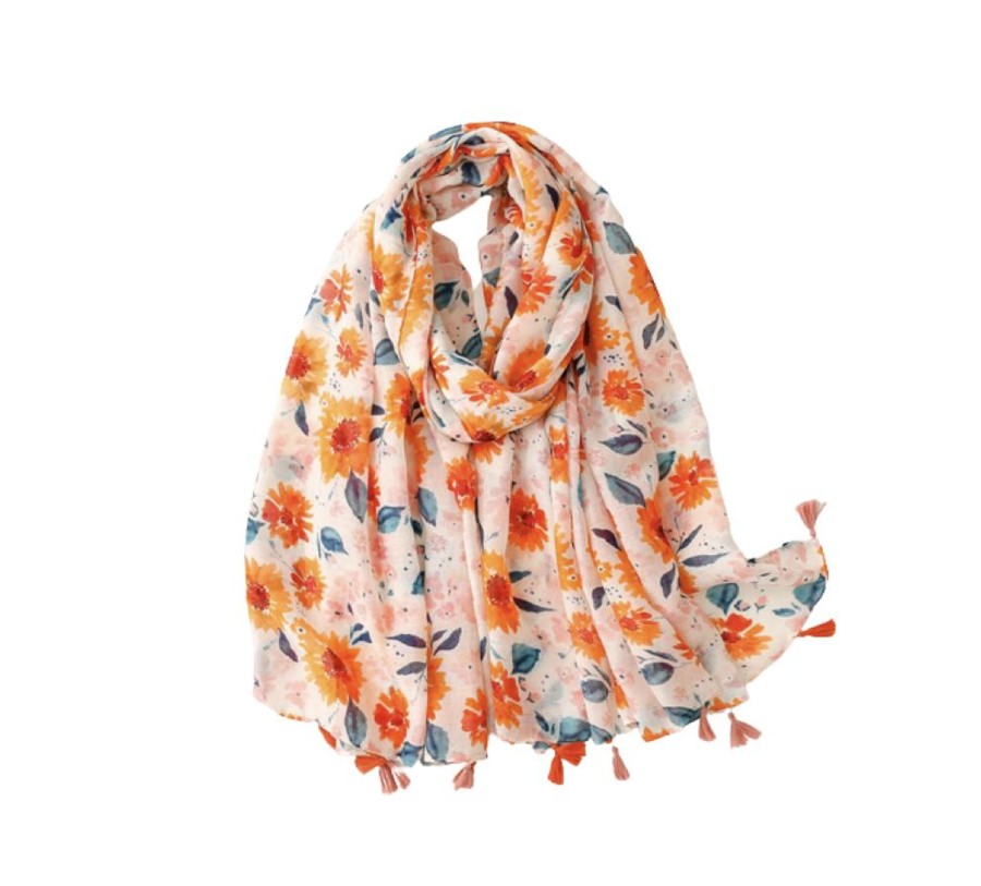 Accessories Penningtons | Bright Sunflower Scarf With Tassels - Don'T Ask - Penningtons