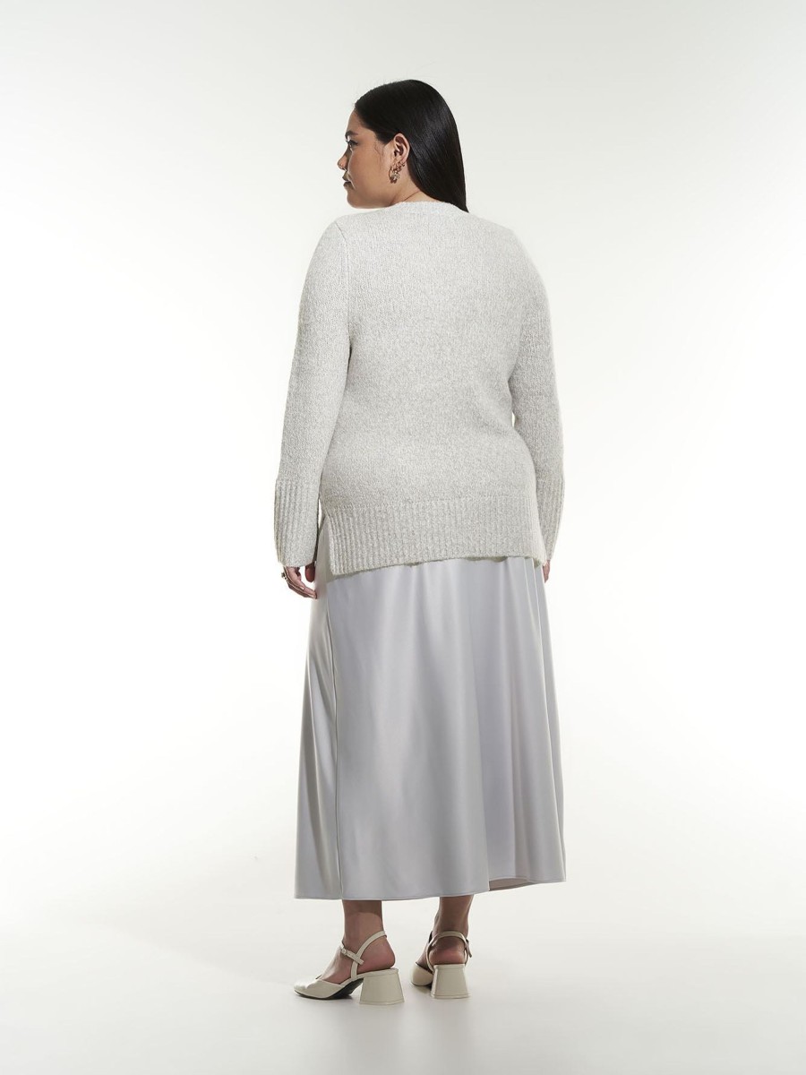 Addition Elle Penningtons Tops | Grey Knit Crewneck Sweater - Addition Elle