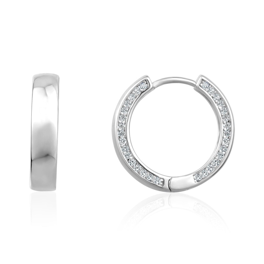 Accessories Penningtons | Club Rochelier 3A Cubic Zirconia Side Detail On Hoop Earrings - Penningtons