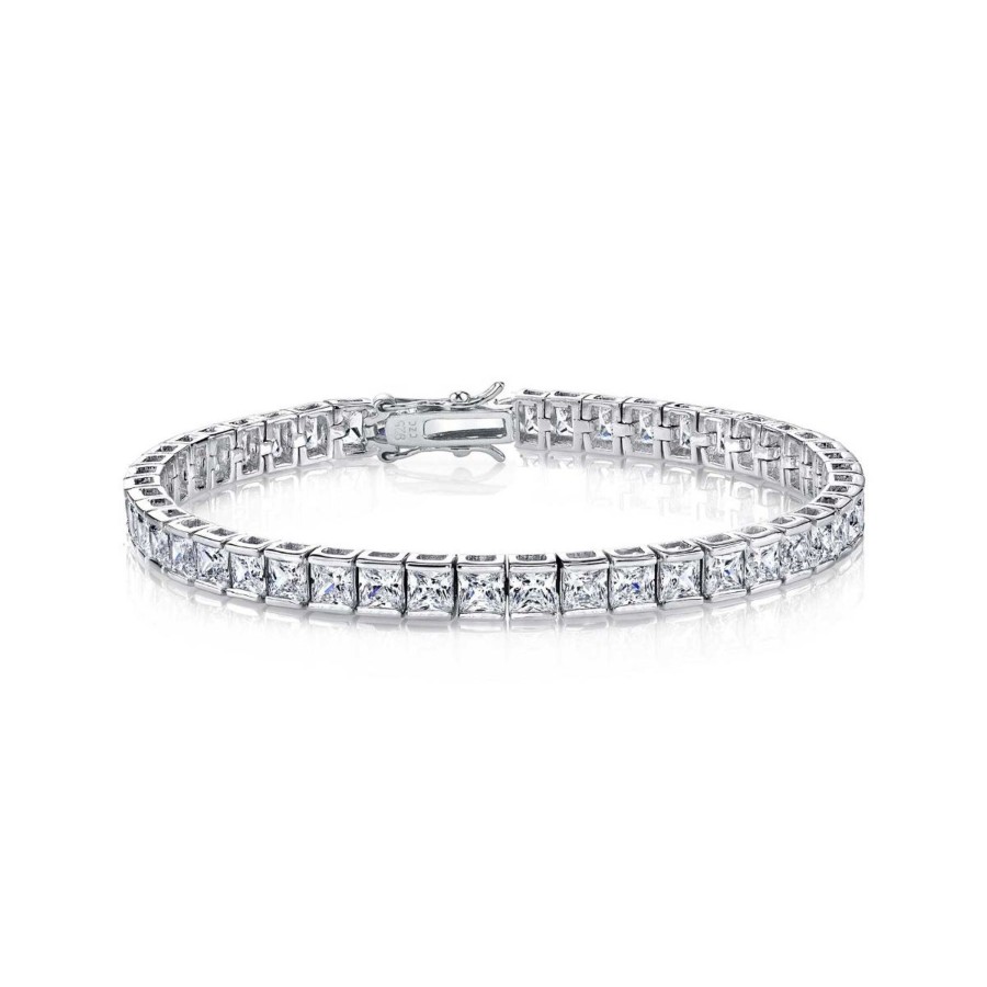 Accessories Penningtons | Genevive Sterling Silver Cubic Zirconia Princess-Cut Tennis Bracelet - Penningtons