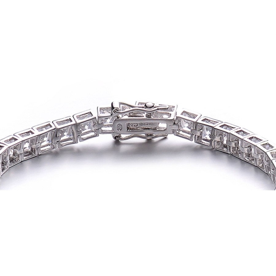 Accessories Penningtons | Genevive Sterling Silver Cubic Zirconia Princess-Cut Tennis Bracelet - Penningtons