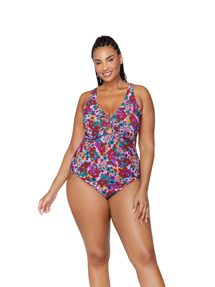 Clothing Penningtons | Floral-Print Muna One-Piece Swimsuit - Raisins Curve