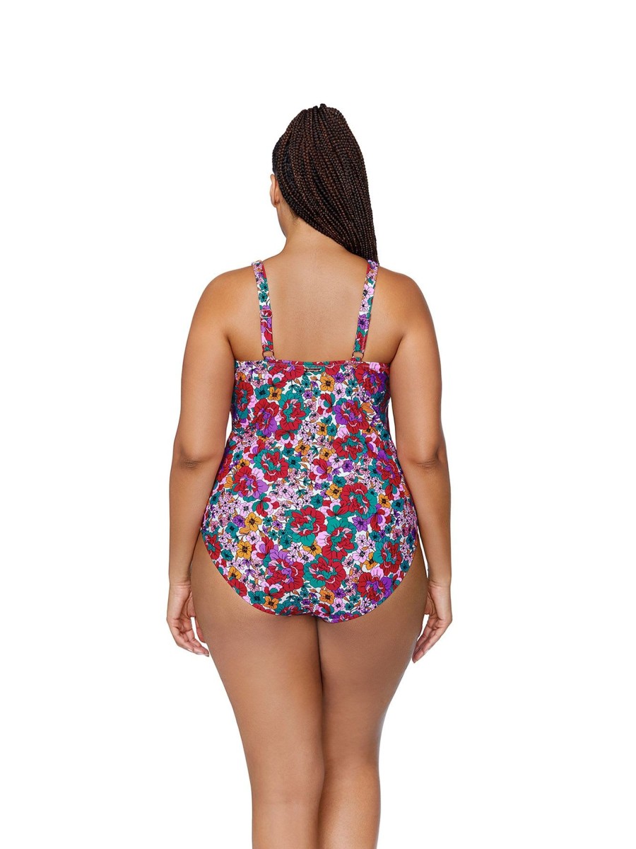 Clothing Penningtons | Floral-Print Muna One-Piece Swimsuit - Raisins Curve