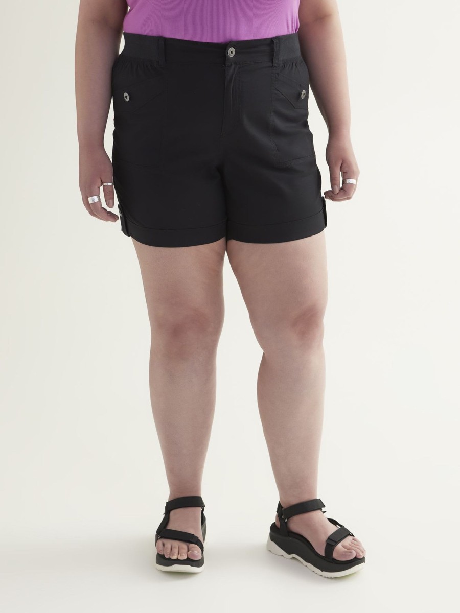 Clothing Penningtons | Black Cotton Short With Ribbed Waistband