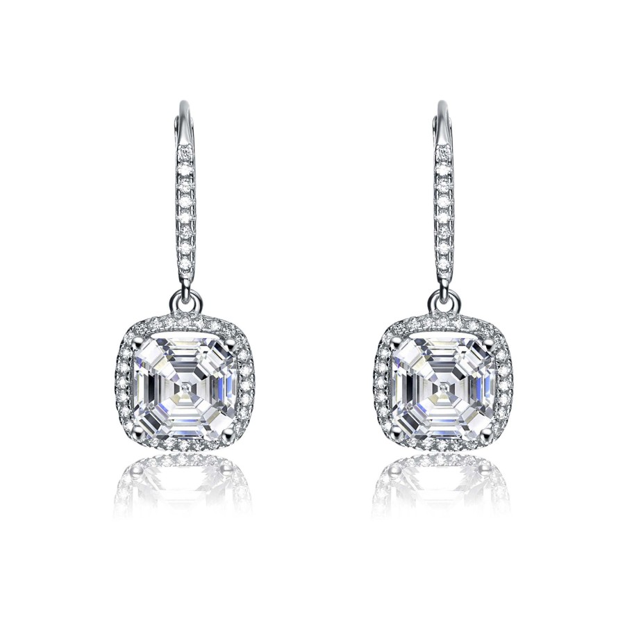 Accessories Penningtons | Genevive -Sterling Silver White Cubic Zirconia Radiant Earrings - Penningtons