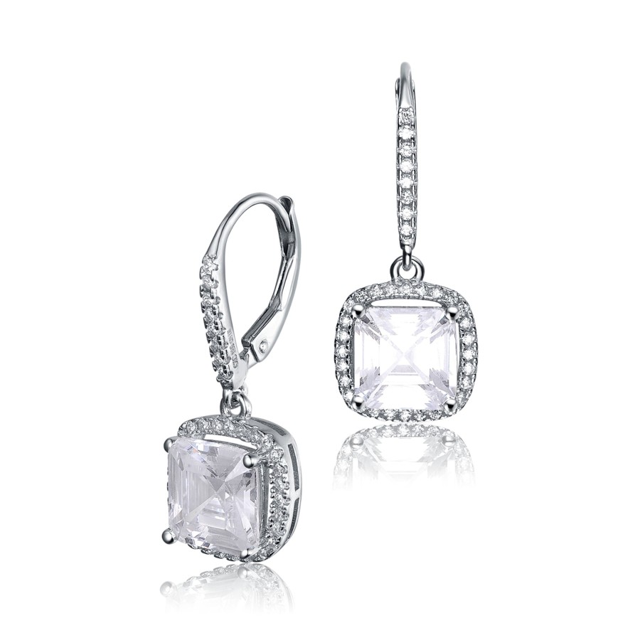 Accessories Penningtons | Genevive -Sterling Silver White Cubic Zirconia Radiant Earrings - Penningtons