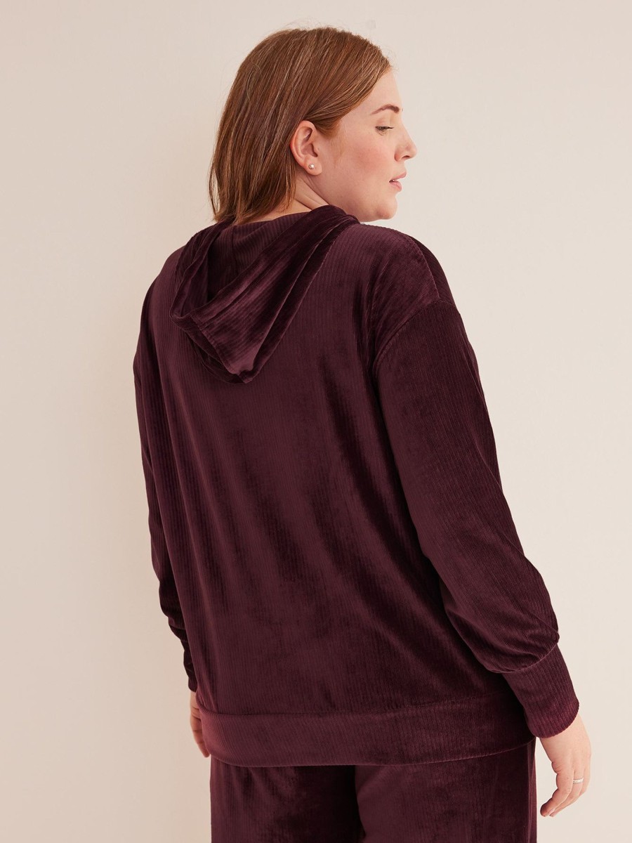 Clothing Penningtons | Ribbed Velvet Hooded Top - Active Zone