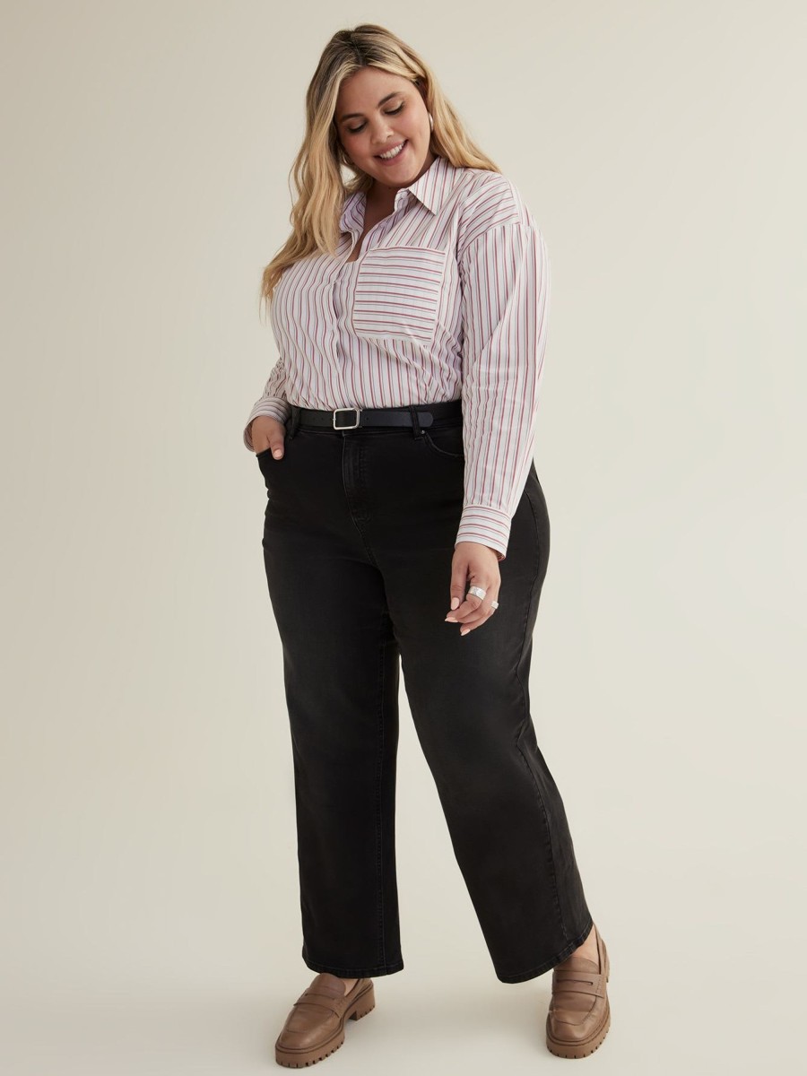 Clothing Penningtons | Responsible, Curvy-Fit High-Rise Wide-Leg Jeans, Black Wash - D/C Jeans