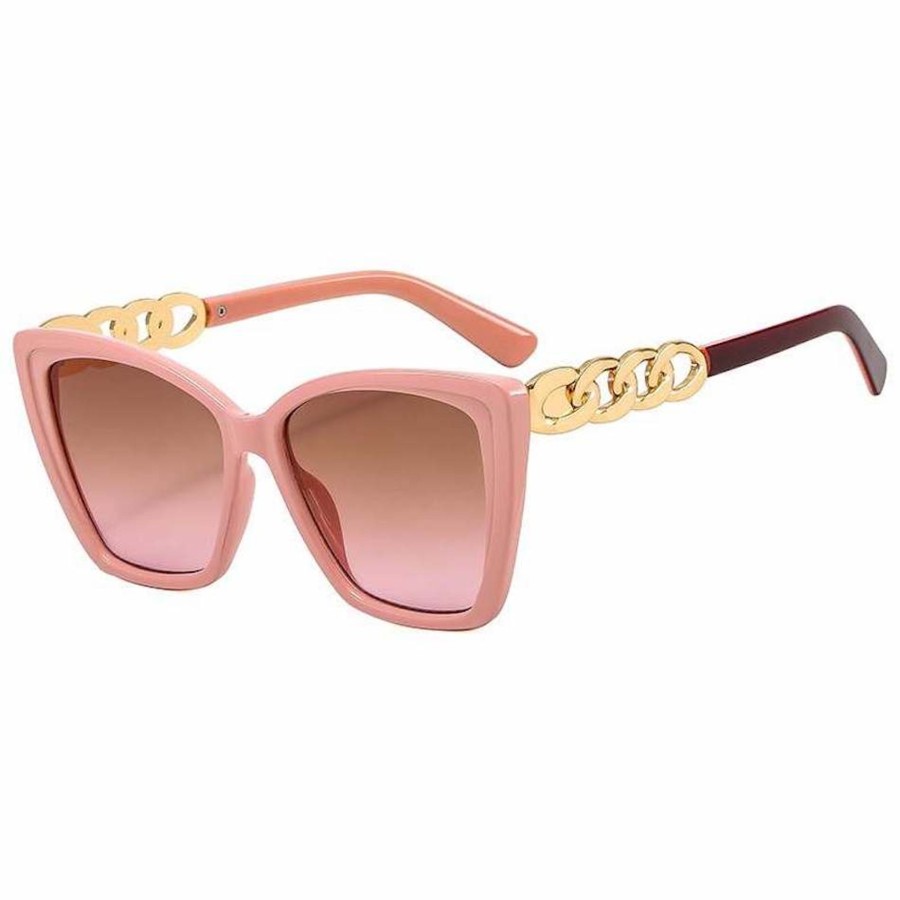 Accessories Penningtons | Pink Squared Off & Goldtone Chain Detail Sunglasses- Don'T Ask - Penningtons