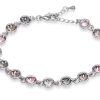 Accessories Penningtons | Rhodium Plated Crystal Tennis Bracelet In Silk And Black Diamond - Callura - Penningtons