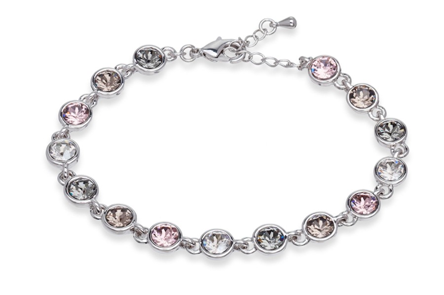 Accessories Penningtons | Rhodium Plated Crystal Tennis Bracelet In Silk And Black Diamond - Callura - Penningtons