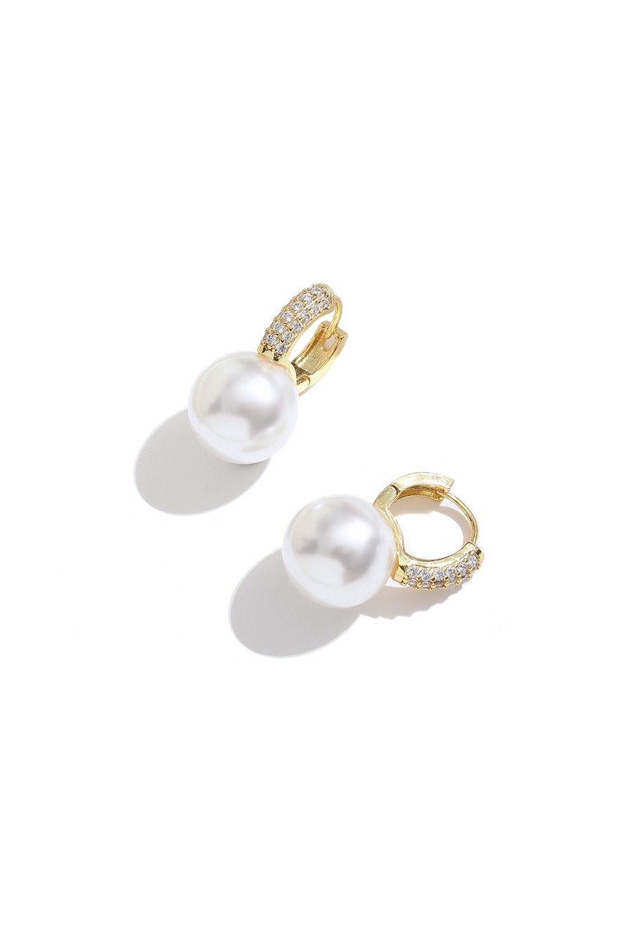 Accessories Penningtons | Classicharms-Gold Pearl Drop Hoop With Zirconia Embellishment Earrings - Penningtons