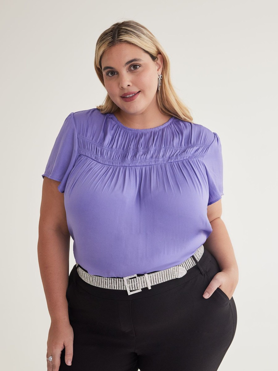 Clothing Penningtons | Satin Blouse With Flutter Sleeve