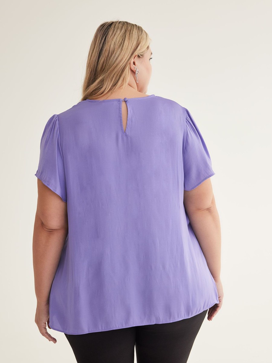 Clothing Penningtons | Satin Blouse With Flutter Sleeve