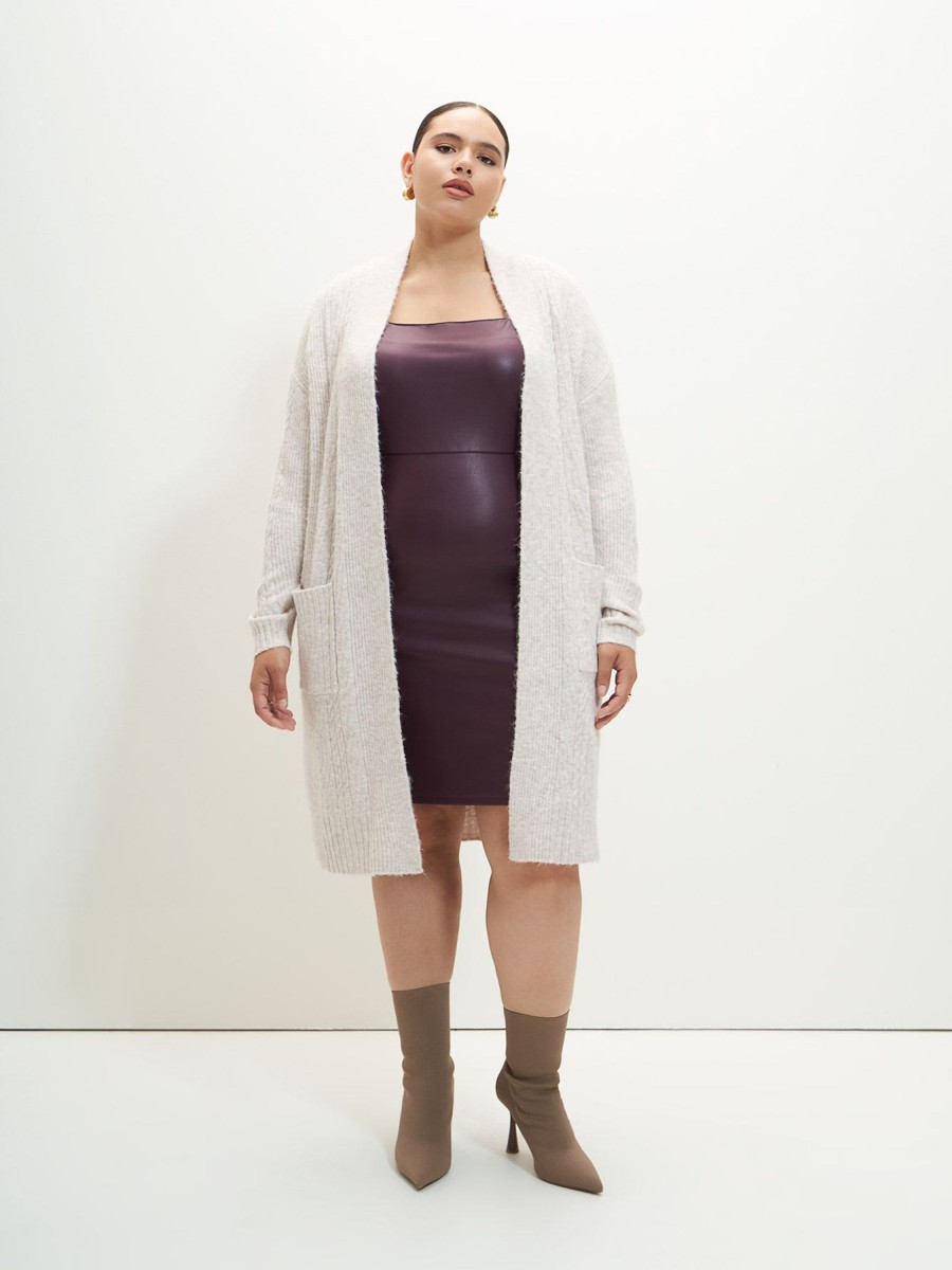 Addition Elle Penningtons Tops | Ribbed Knee-Length Cardigan - Addition Elle