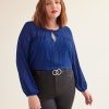 Clothing Penningtons | Blue Crewneck A-Line Blouse