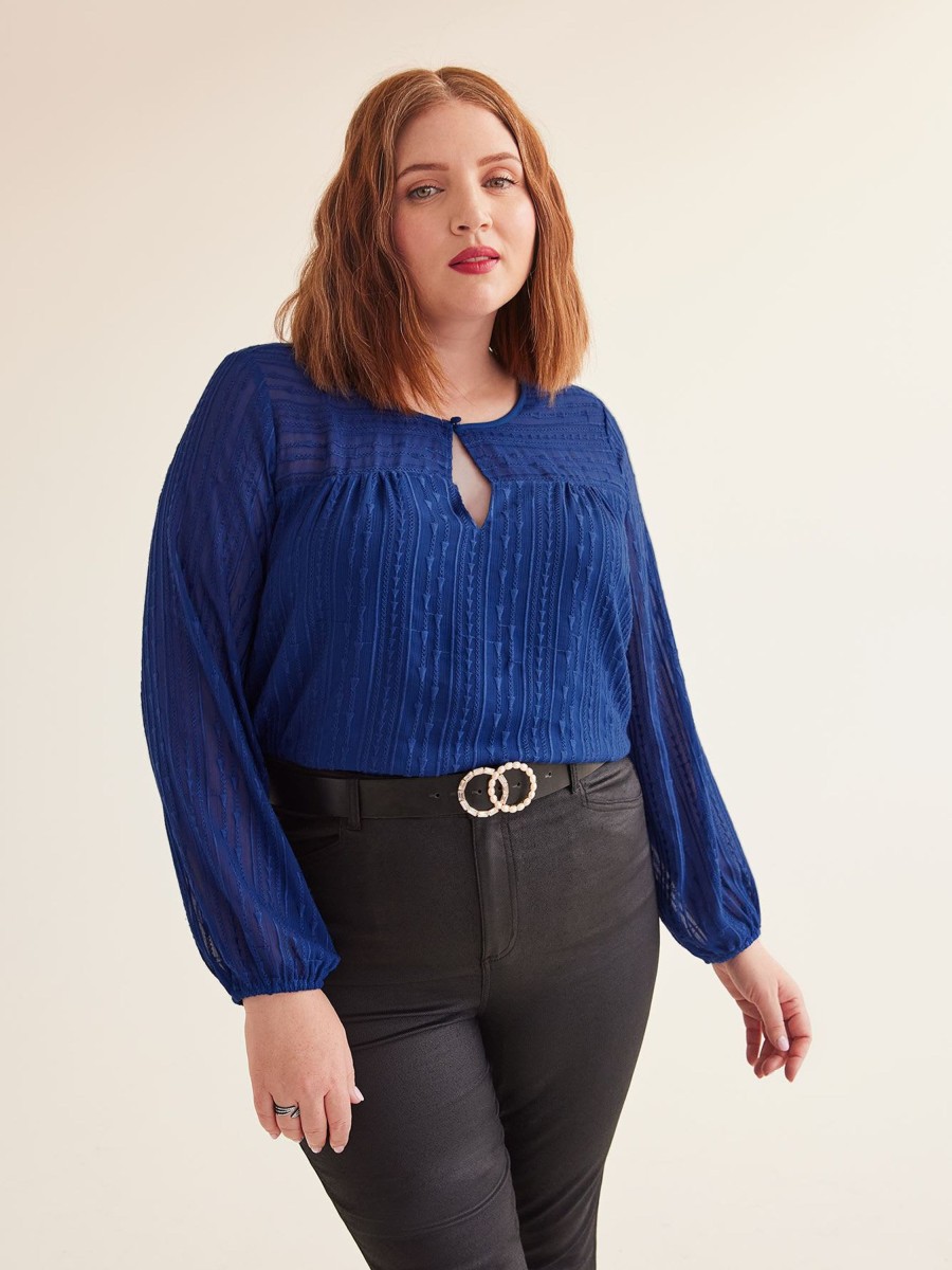 Clothing Penningtons | Blue Crewneck A-Line Blouse