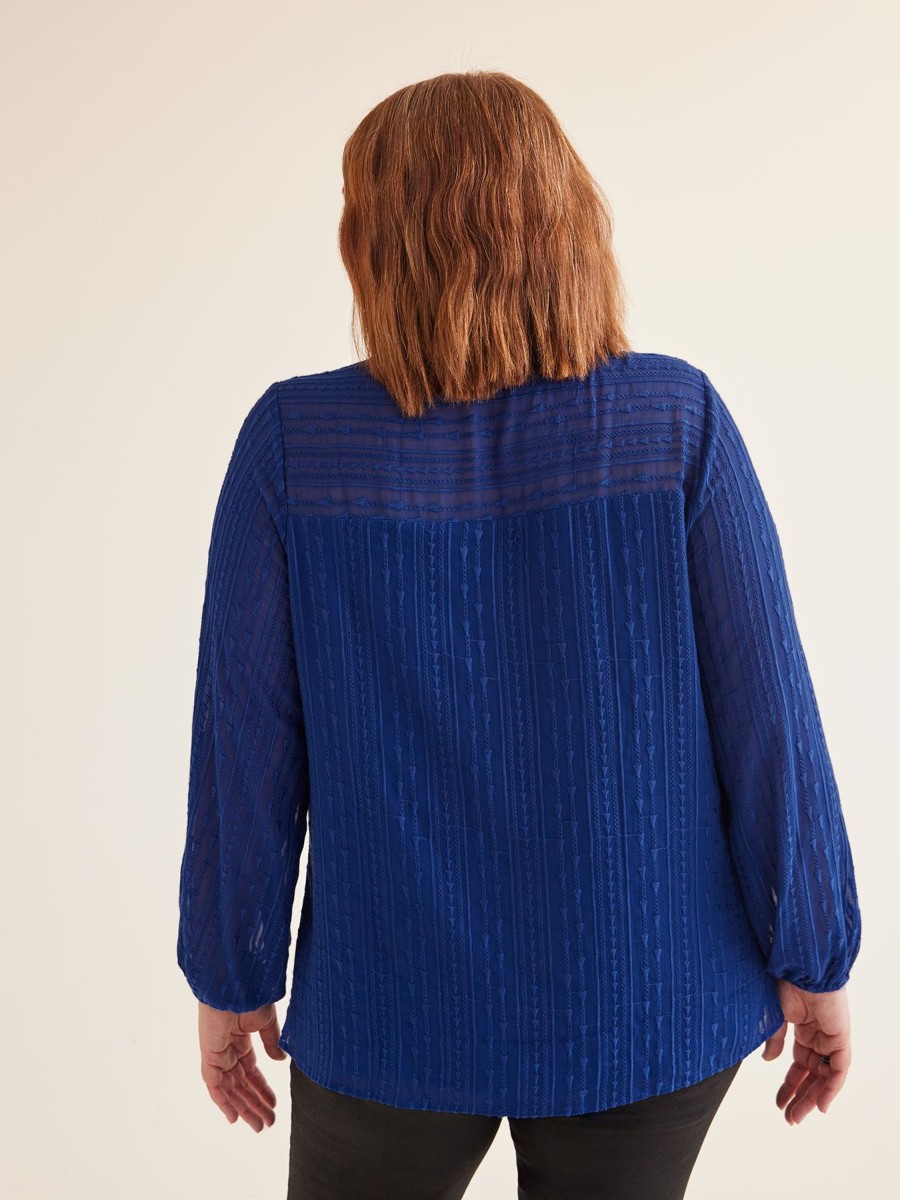 Clothing Penningtons | Blue Crewneck A-Line Blouse