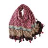 Accessories Penningtons | Fuchsia And Brown Circle Scarf With Tassels - Don'T Ask - Penningtons