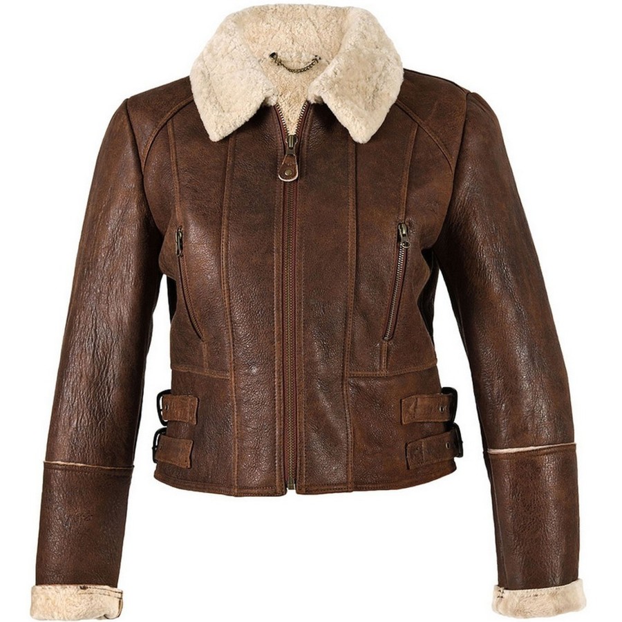 Clothing Penningtons | Eastern Counties Leather - Womens/Ladies Ella Cropped Sheepskin Flying Jacket - Penningtons