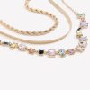 Accessories Penningtons | Three-Layer Golden Necklace With Dainty Stones