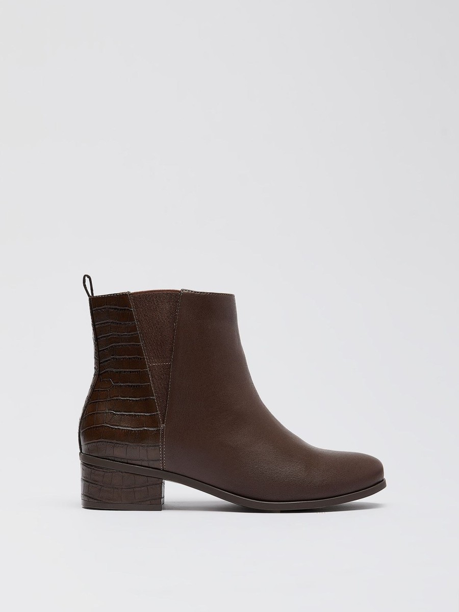 Shoes Penningtons | Extra Wide Width, Faux-Leather Bootie With Crocodile Back