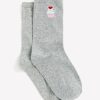 Accessories Penningtons | Grey Crew Sock With Cupcake Placement Print