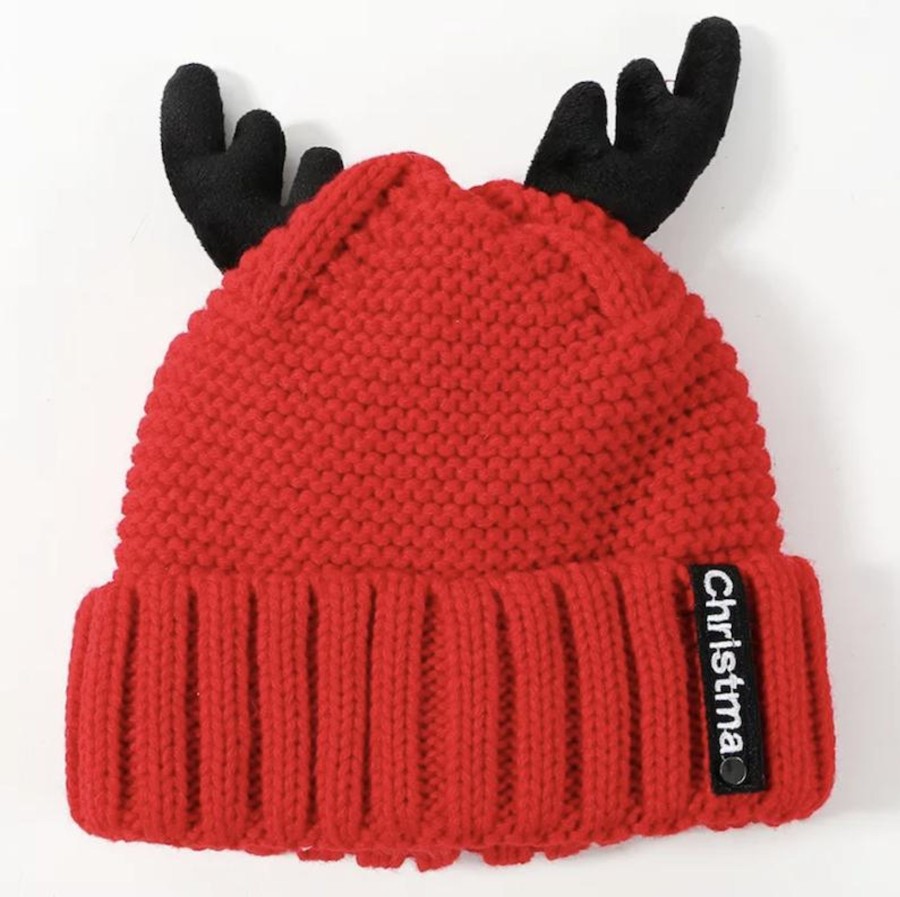 Accessories Penningtons | Cute Red Beanie Hat With Antlers- Don'T Ask - Penningtons