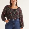 Clothing Penningtons | Floral Square-Neck Blouse With Balloon Sleeves