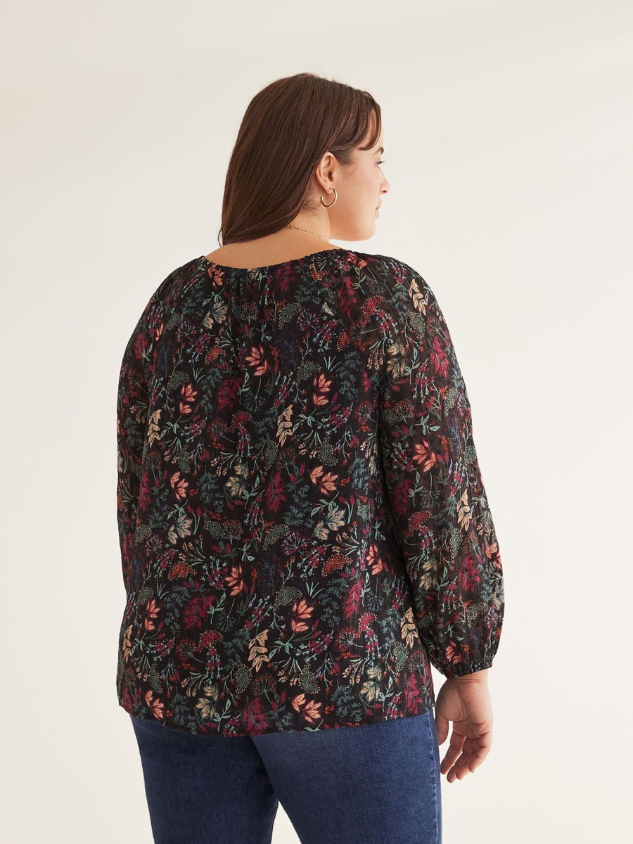 Clothing Penningtons | Floral Square-Neck Blouse With Balloon Sleeves