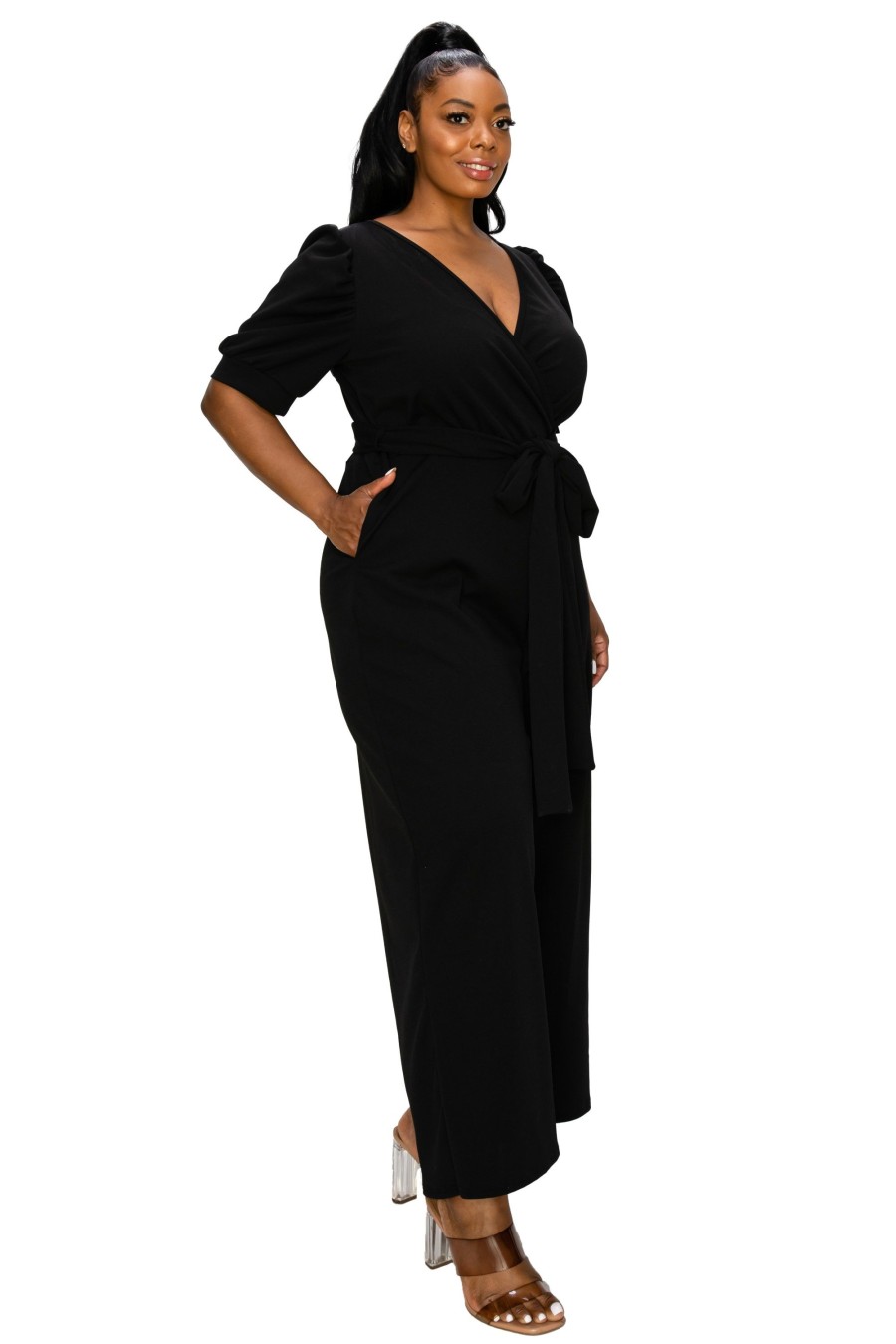 Clothing Penningtons | Iris Surplice Belted Pocket Jumpsuit - L I V D - Penningtons