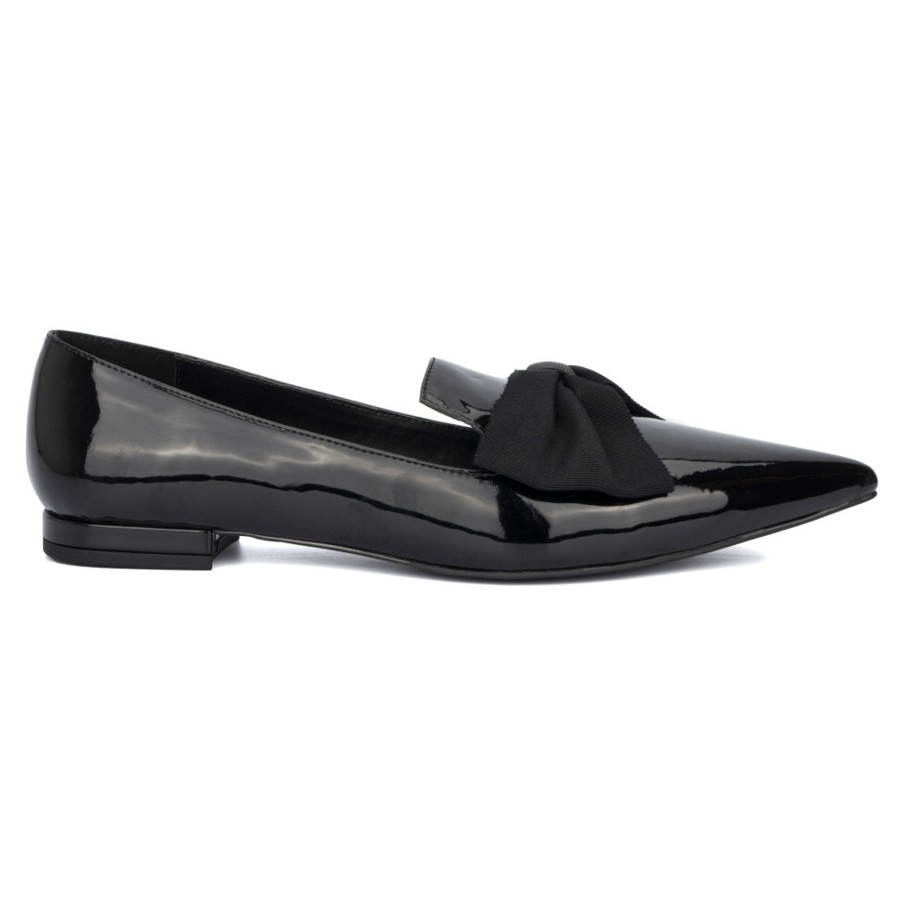 Shoes Penningtons | Women'S Belinda Patent Flat With Bow - Wide Width - Penningtons