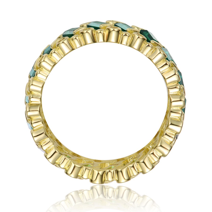 Accessories Penningtons | Gv Sterling Silver 14K Yellow Gold Plated With Emerald & Baguette Eternity Band Ring - Penningtons