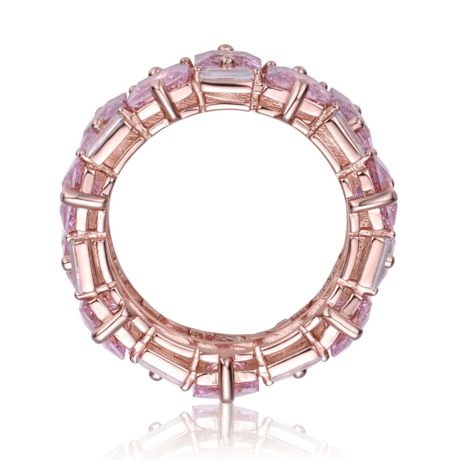 Accessories Penningtons | Gv Sterling Silver 18K Rose Gold Plated With Pink Ice & Cubic Zirconia Chunky Double Row Eternity Band Ring - Penningtons