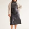 Clothing Penningtons | Black Faux Leather Midi Skirt