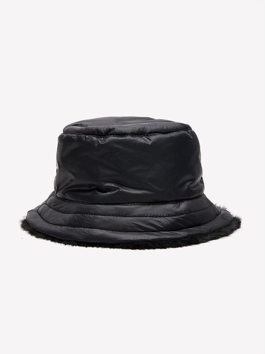 Accessories Penningtons | Black Faux-Fur Reversible Bucket Hat