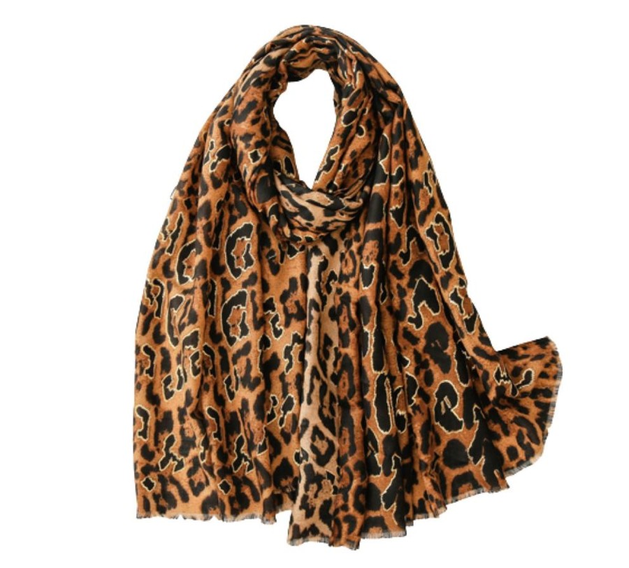 Accessories Penningtons | Cheetah Scarf With Fringe - Don'T Ask - Penningtons