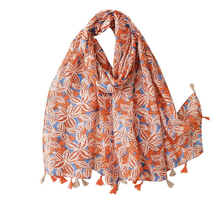 Accessories Penningtons | Orange Flower Scarf - Don'T Ask - Penningtons