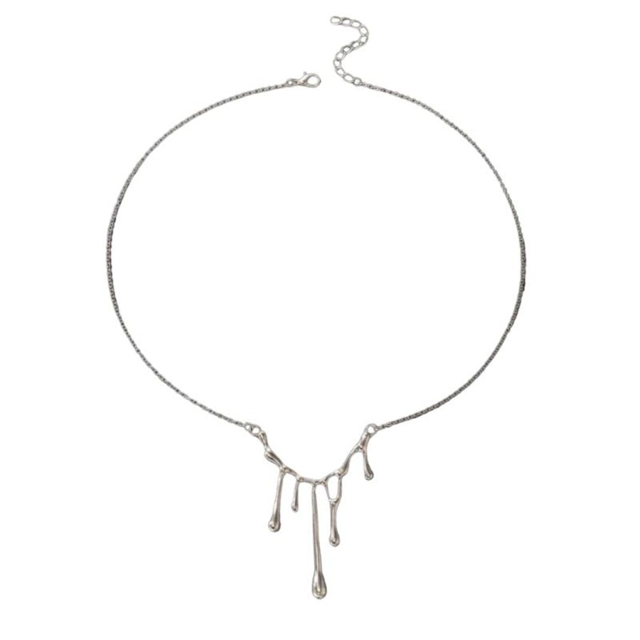 Accessories Penningtons | Silvertone Dripping Necklace- Don'T Ask - Penningtons